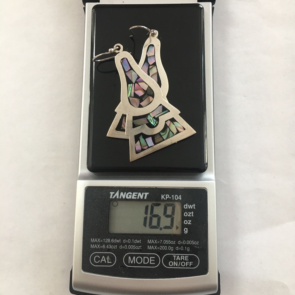 Solid Sterling Silver Inlay Abalone Shell Drop Ea… - image 4